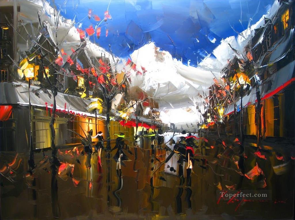 ウィスラーのナイトライフ カル ガジュムの街並み油絵